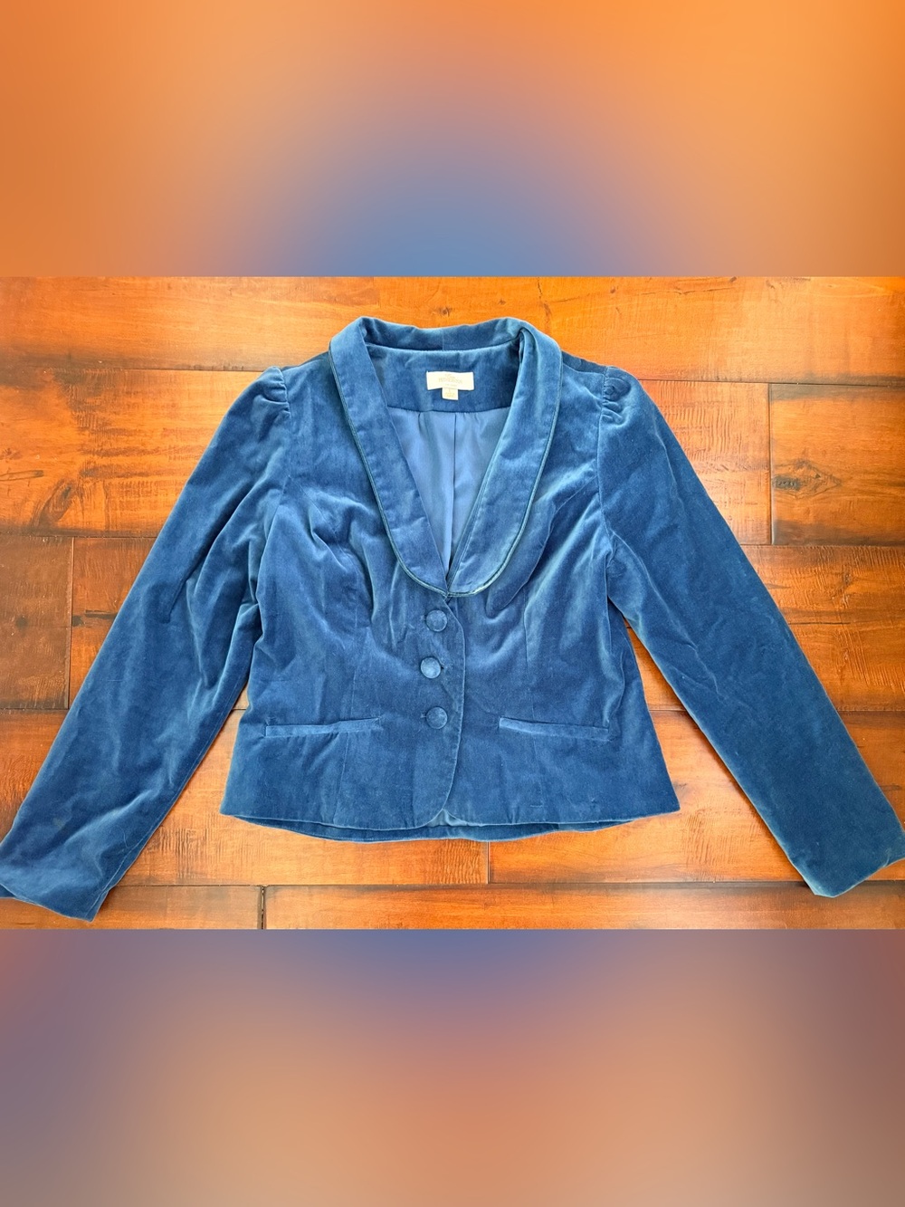 Velvet Shawl-Collar Blazer in Navy